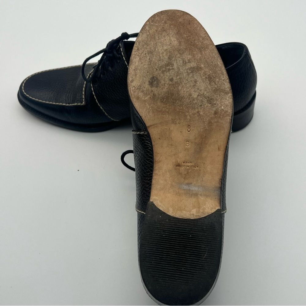 Walter Steiger Dark Brown with cream stitching Vintage Lace Up Loafers size 8 - Picture 3 of 11